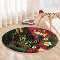 Hawaii And Tonga Round Carpet King Kamehameha Tribal Ngatu Pattern LT14 - Polynesian Pride