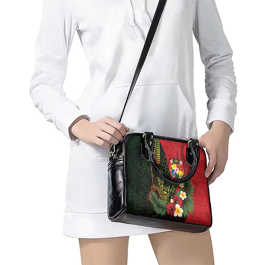 Hawaii And Tonga Shoulder Handbag King Kamehameha Tribal Ngatu Pattern LT14 - Polynesian Pride
