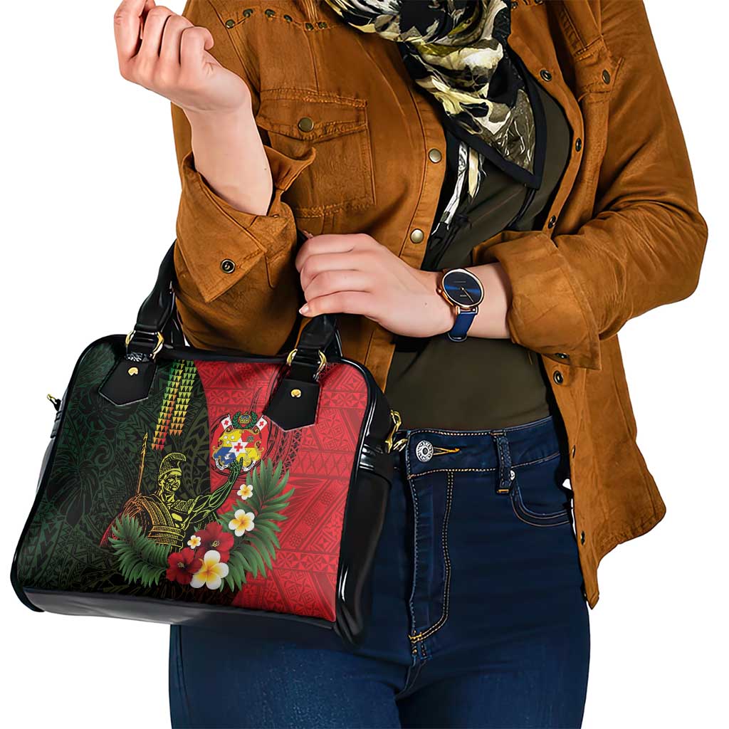 Hawaii And Tonga Shoulder Handbag King Kamehameha Tribal Ngatu Pattern LT14 - Polynesian Pride
