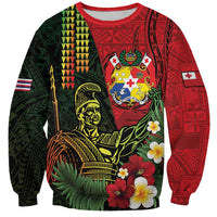 Hawaii And Tonga Sweatshirt King Kamehameha Tribal Ngatu Pattern LT14 Unisex Red - Polynesian Pride
