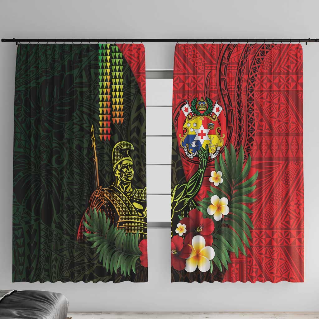 Hawaii And Tonga Window Curtain King Kamehameha Tribal Ngatu Pattern LT14 With Hooks Red - Polynesian Pride