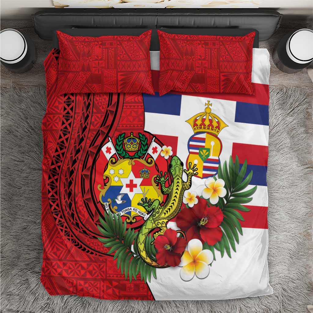 Hawaii And Tonga Bedding Set King Kalakaua Tribal Gecko Tongan Ngatu LT14 Red - Polynesian Pride