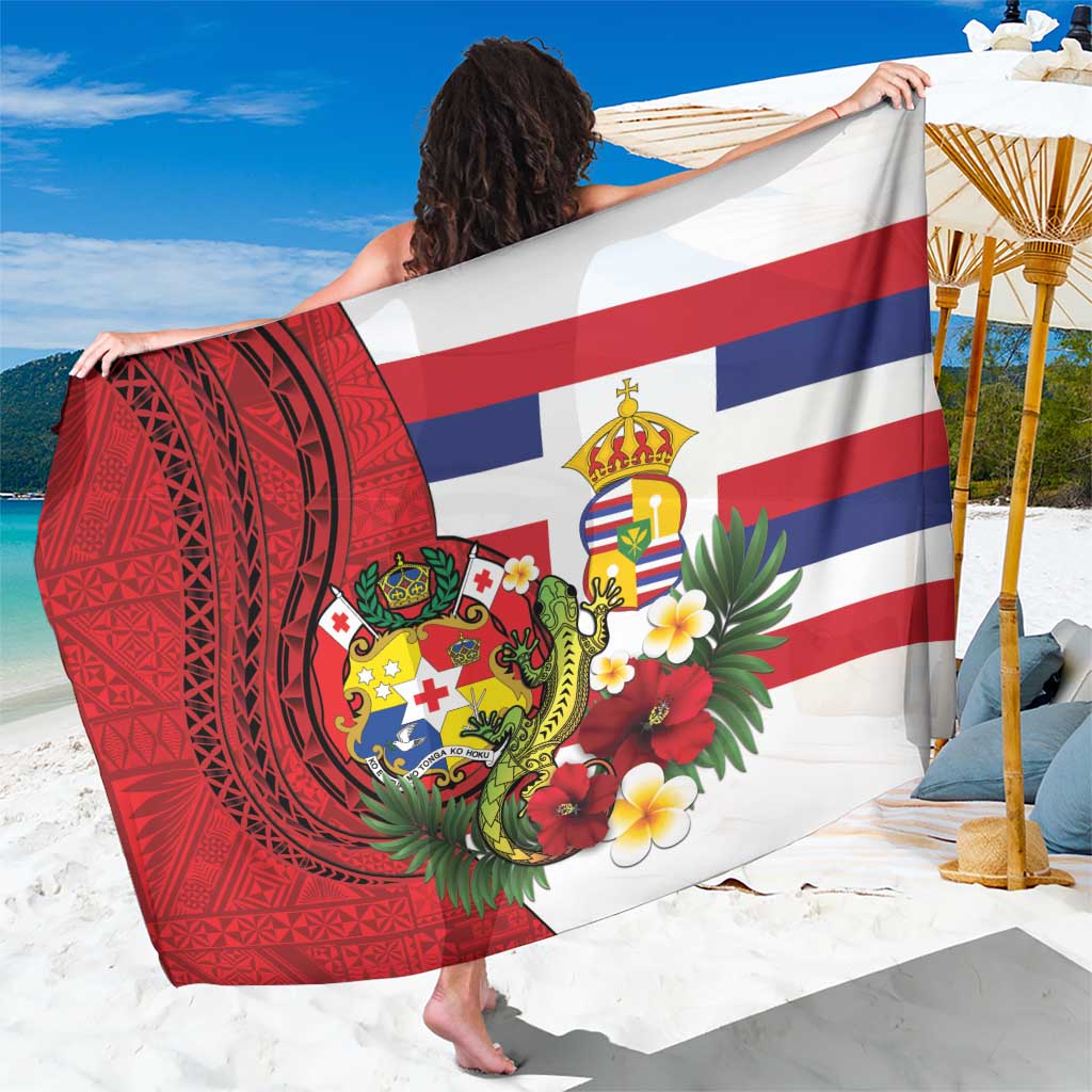 Hawaii And Tonga Sarong King Kalakaua Tribal Gecko Tongan Ngatu LT14 One Size 44 x 66 inches Red - Polynesian Pride