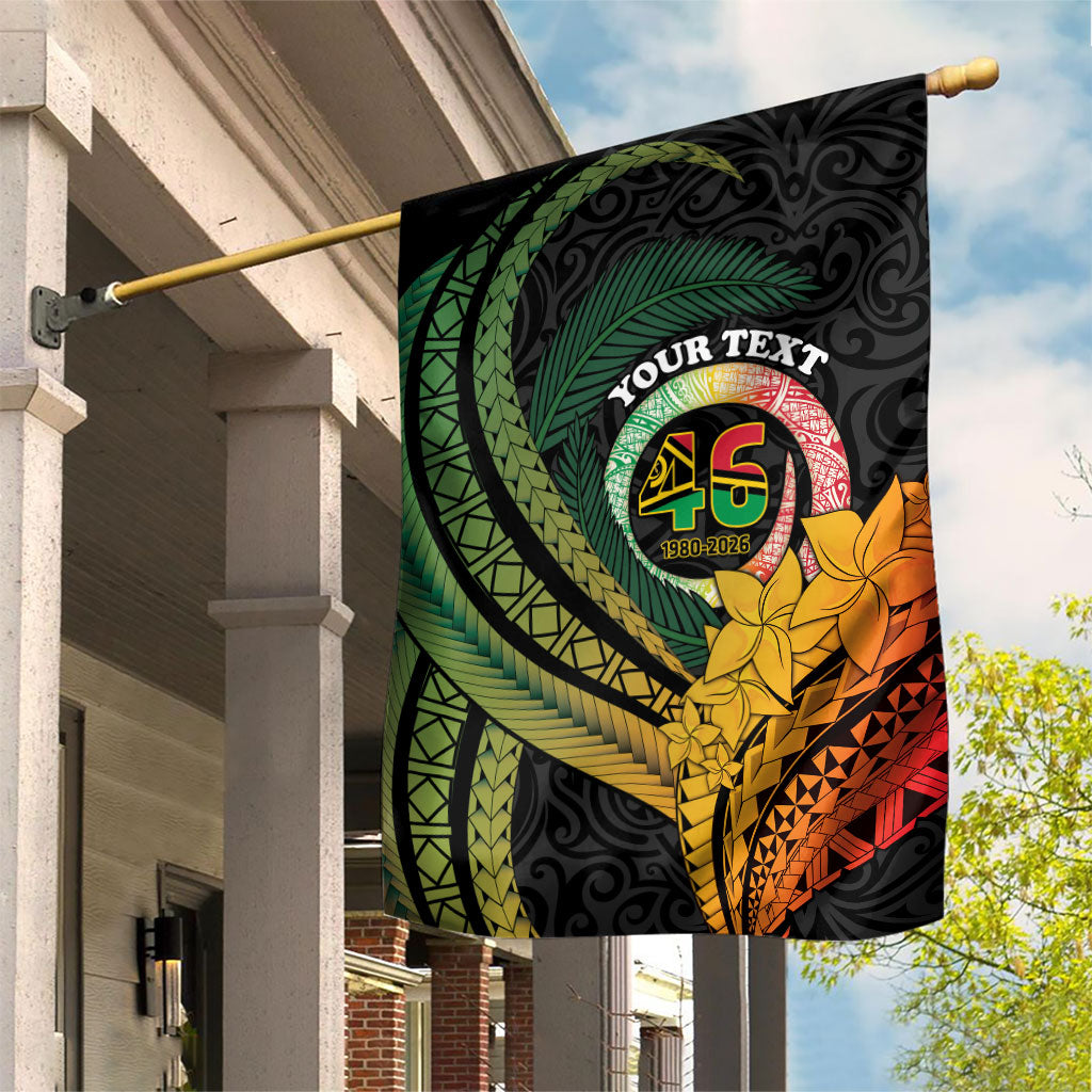 Personalised Vanuatu Independence Day Garden Flag July 30 Pig Tusk Long God Yumi Stanap LT14 House Flag Black - Polynesian Pride