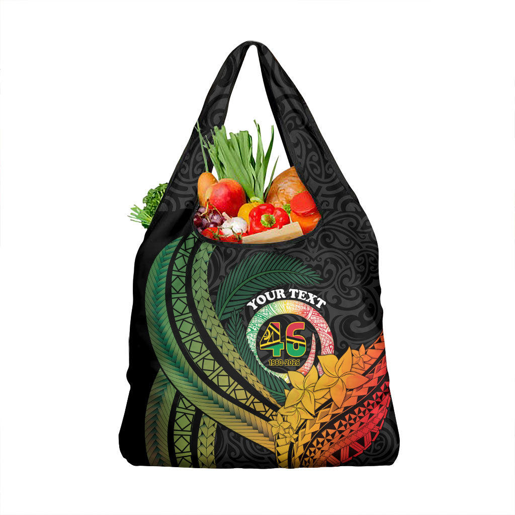 Personalised Vanuatu Independence Day Grocery Bag July 30 Pig Tusk Long God Yumi Stanap LT14 1-pack One Size Black - Polynesian Pride