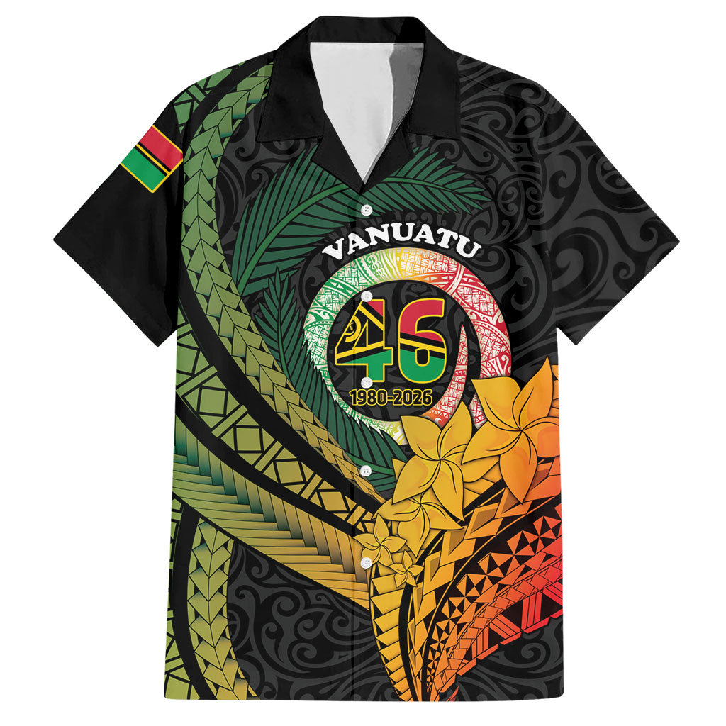 Personalised Vanuatu Independence Day Hawaiian Shirt July 30 Pig Tusk Long God Yumi Stanap LT14 Black - Polynesian Pride