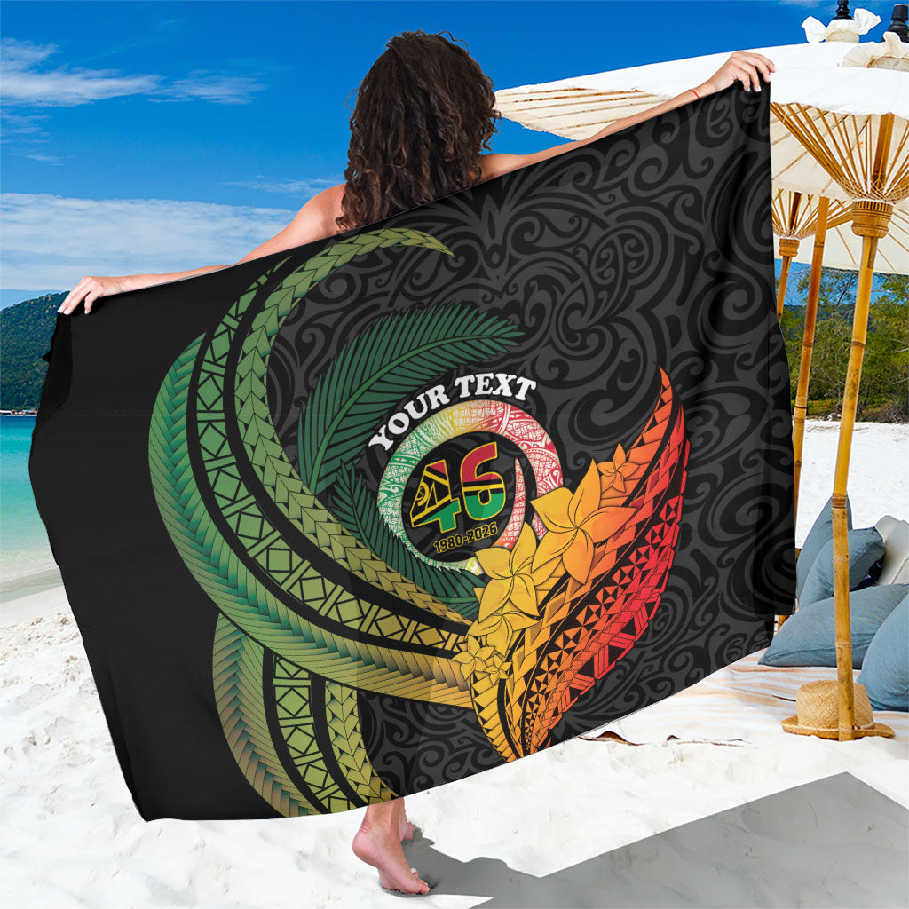 Personalised Vanuatu Independence Day Sarong July 30 Pig Tusk Long God Yumi Stanap LT14 One Size 44 x 66 inches Black - Polynesian Pride
