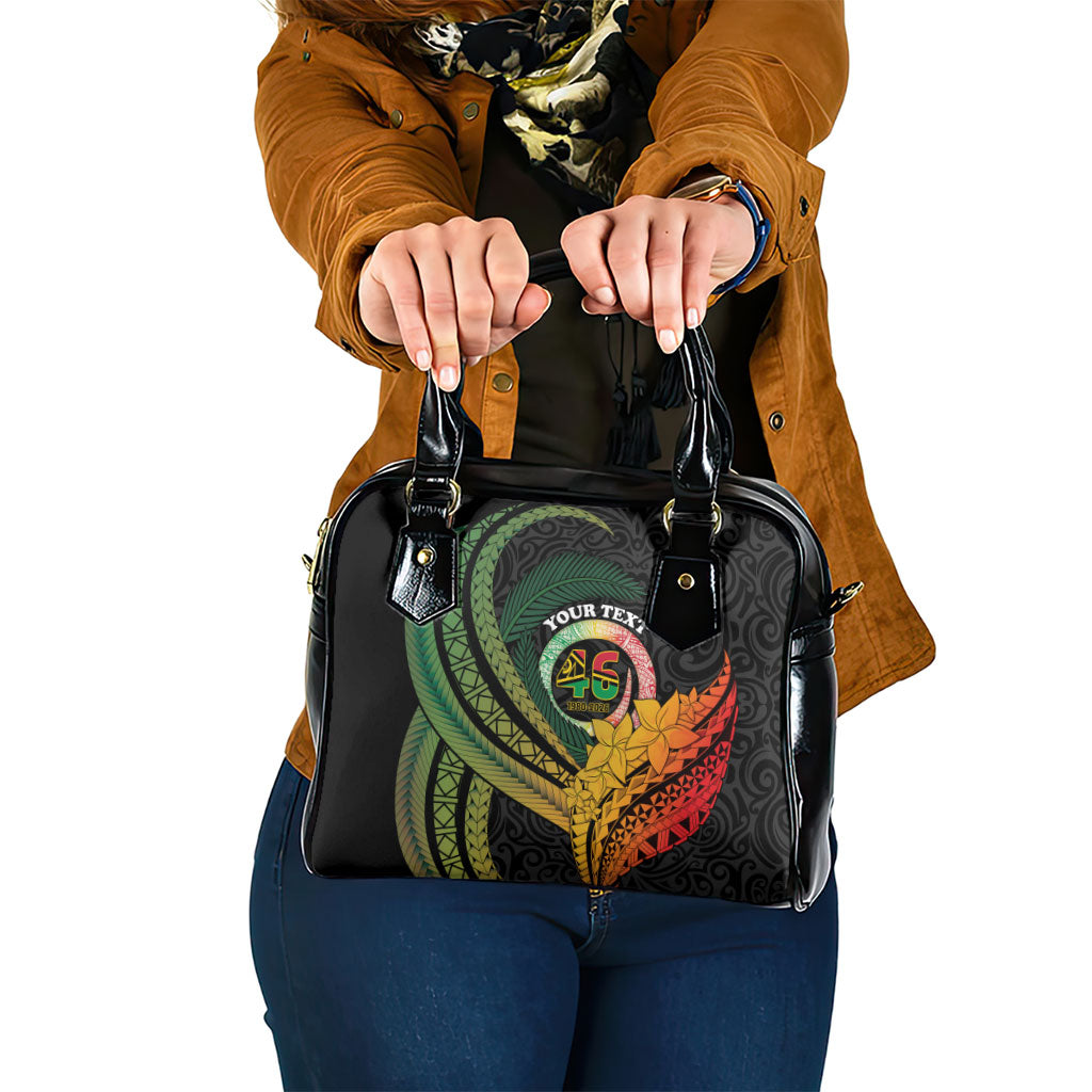 Personalised Vanuatu Independence Day Shoulder Handbag July 30 Pig Tusk Long God Yumi Stanap LT14 One Size Black - Polynesian Pride