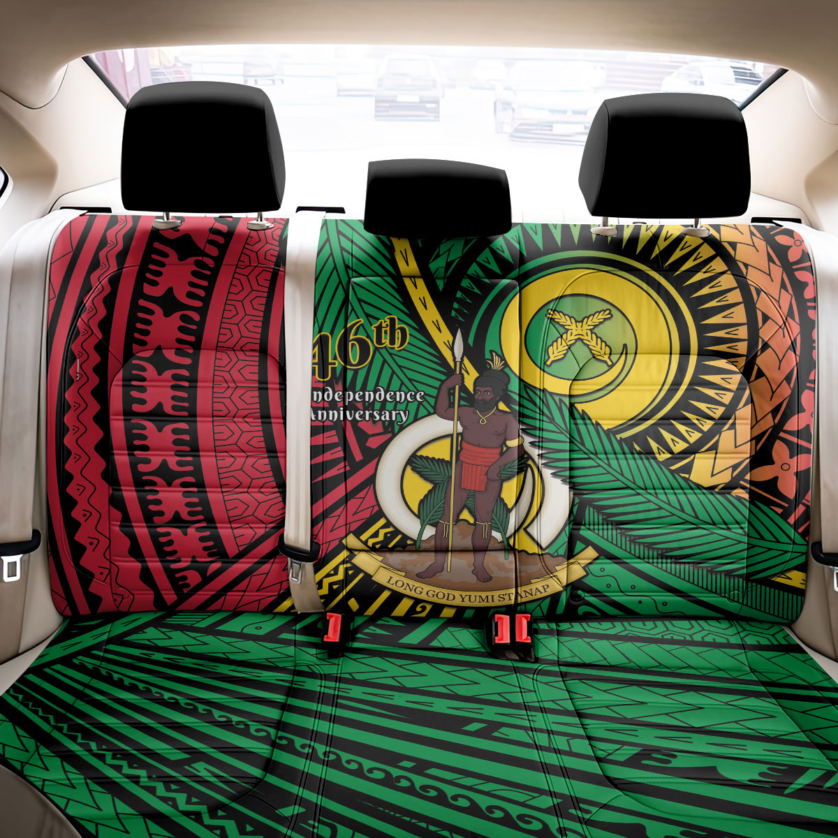 Halo Vanuatu Back Car Seat Cover Happy 46th Independence Anniversary LT14 - Polynesian Pride