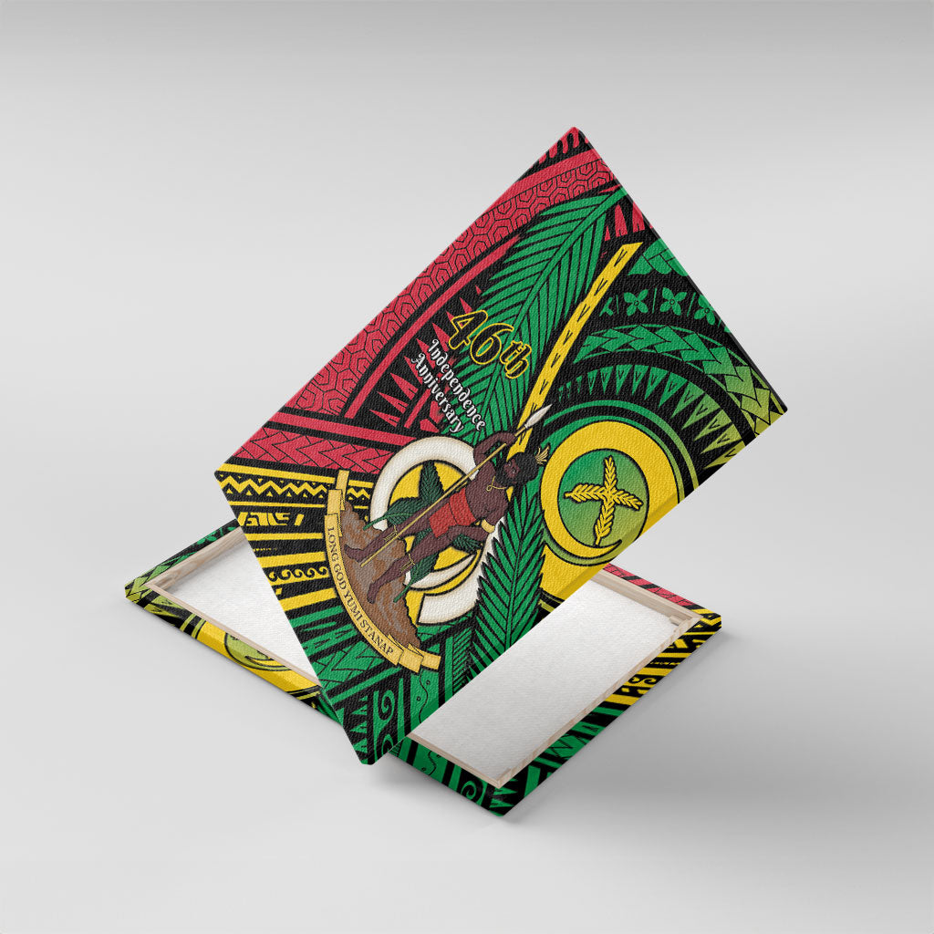Halo Vanuatu Canvas Wall Art Happy 46th Independence Anniversary LT14 With Frame Black - Polynesian Pride