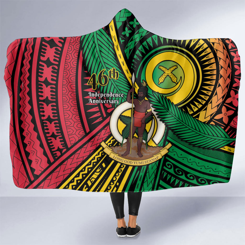 Halo Vanuatu Hooded Blanket Happy 46th Independence Anniversary LT14 One Size Black - Polynesian Pride