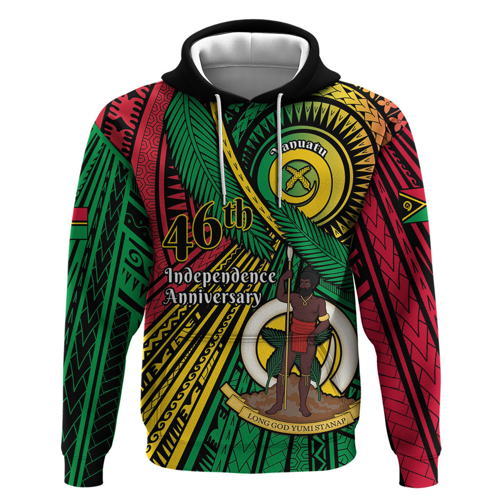 Halo Vanuatu Hoodie Happy 46th Independence Anniversary LT14 Pullover Hoodie Black - Polynesian Pride