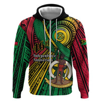 Halo Vanuatu Hoodie Happy 46th Independence Anniversary LT14 Zip Hoodie Black - Polynesian Pride