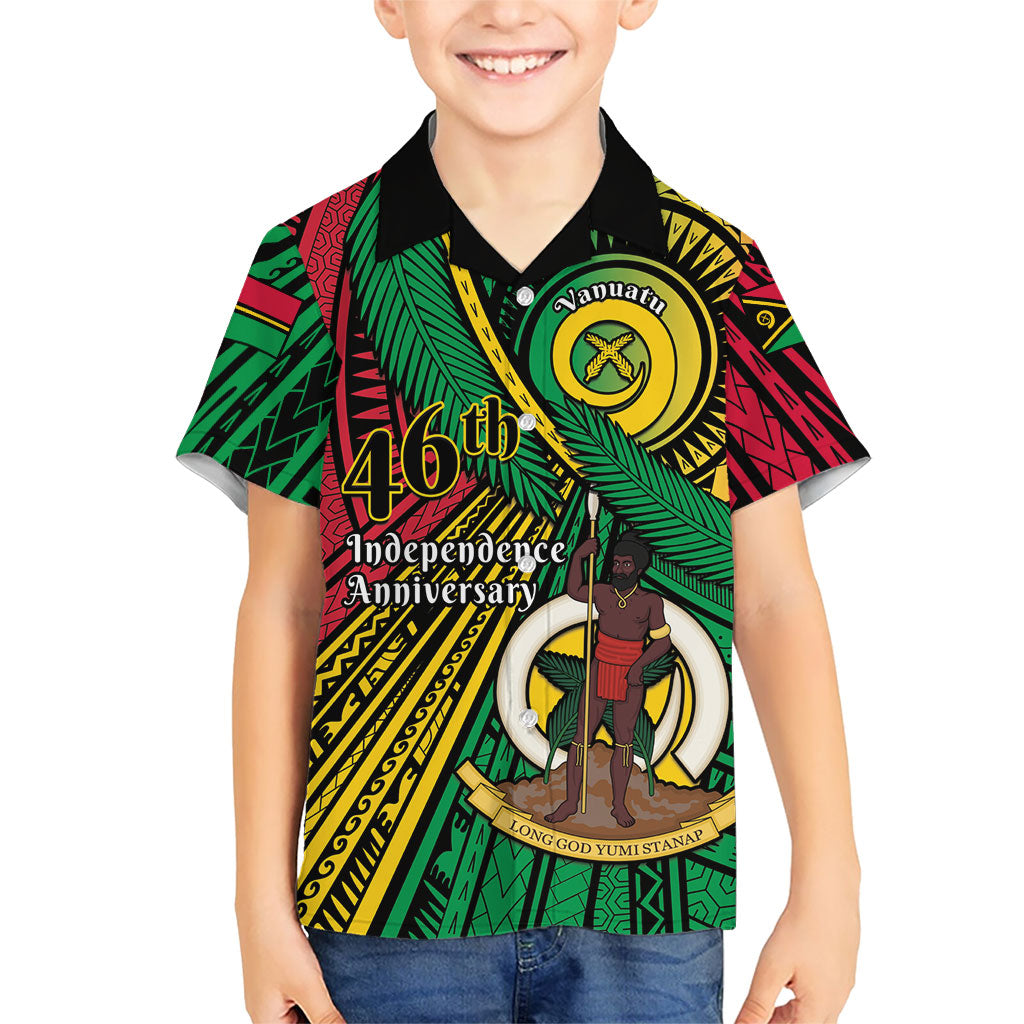 Halo Vanuatu Kid Hawaiian Shirt Happy 46th Independence Anniversary LT14 Kid Black - Polynesian Pride