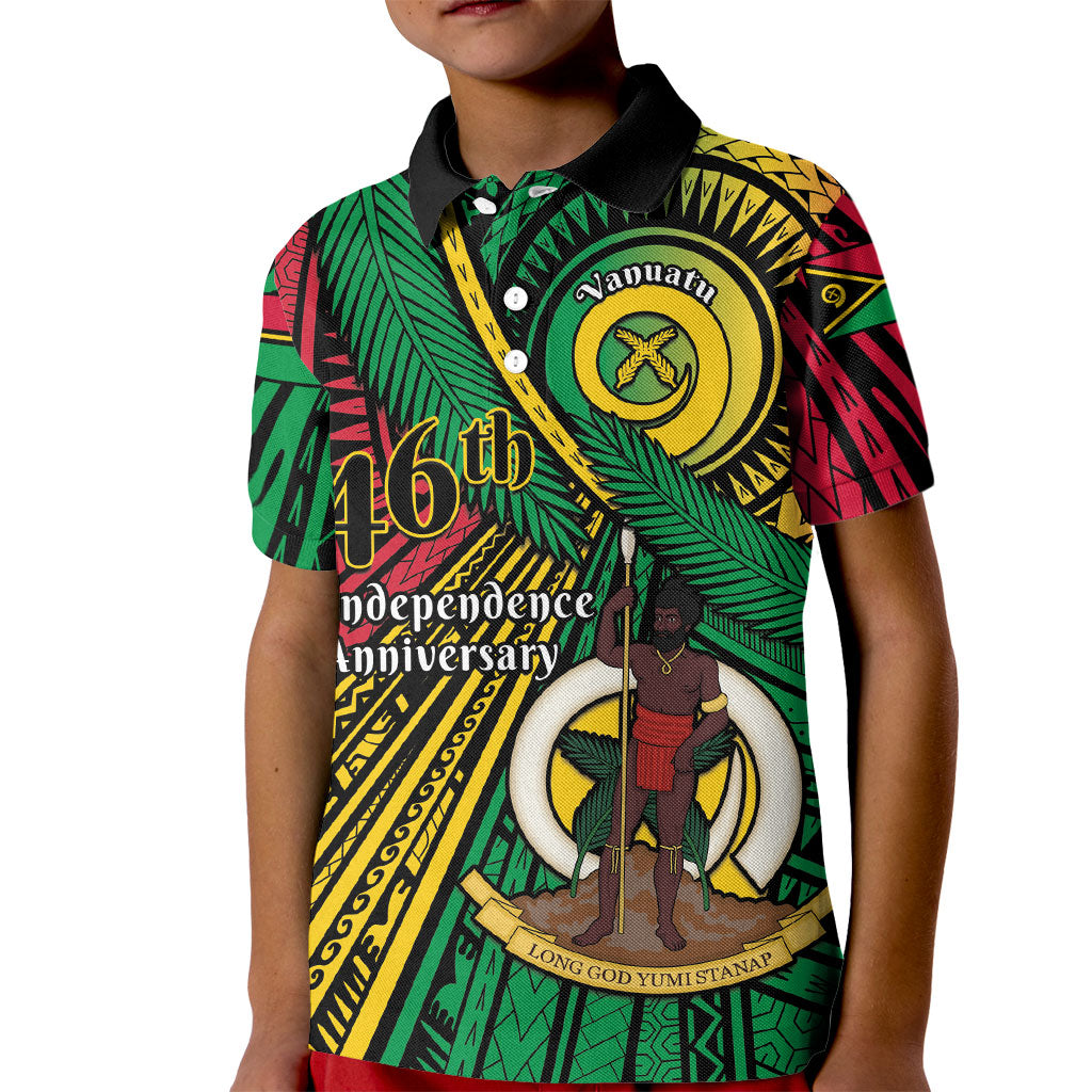 Halo Vanuatu Kid Polo Shirt Happy 46th Independence Anniversary LT14 Kid Black - Polynesian Pride