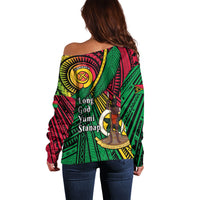 Halo Vanuatu Off Shoulder Sweater Happy 46th Independence Anniversary LT14 - Polynesian Pride