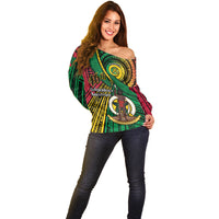 Halo Vanuatu Off Shoulder Sweater Happy 46th Independence Anniversary LT14 - Polynesian Pride