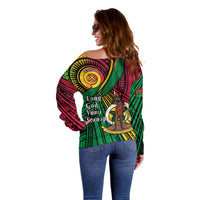 Halo Vanuatu Off Shoulder Sweater Happy 46th Independence Anniversary LT14 - Polynesian Pride
