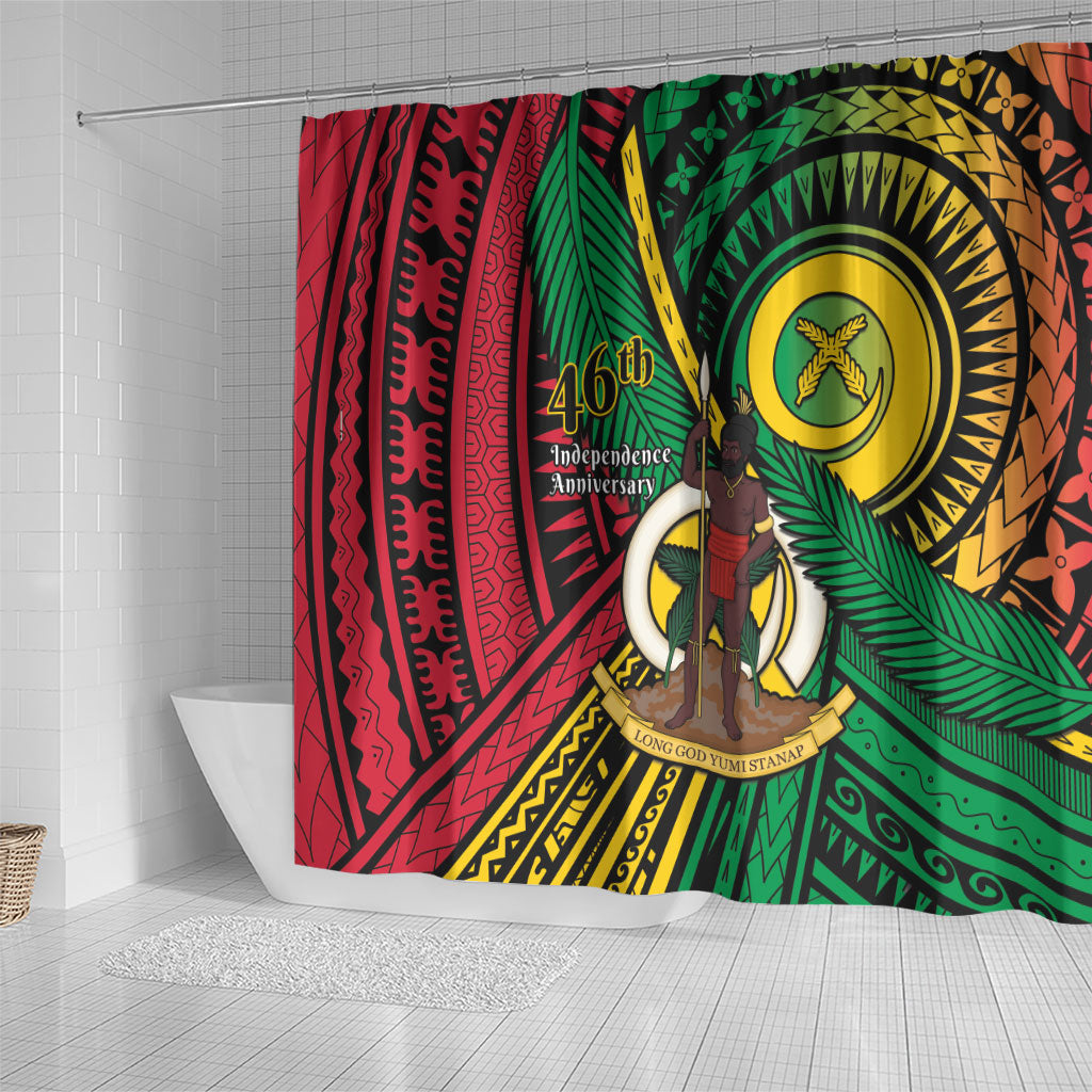 Halo Vanuatu Shower Curtain Happy 46th Independence Anniversary LT14 - Polynesian Pride