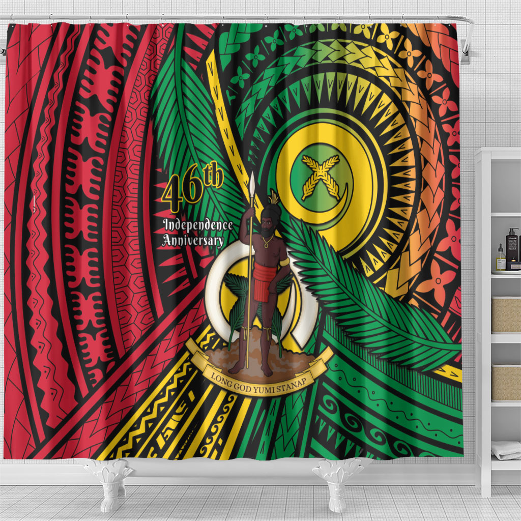Halo Vanuatu Shower Curtain Happy 46th Independence Anniversary LT14 - Polynesian Pride