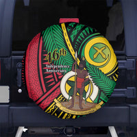 Halo Vanuatu Spare Tire Cover Happy 46th Independence Anniversary LT14 No hole Black - Polynesian Pride