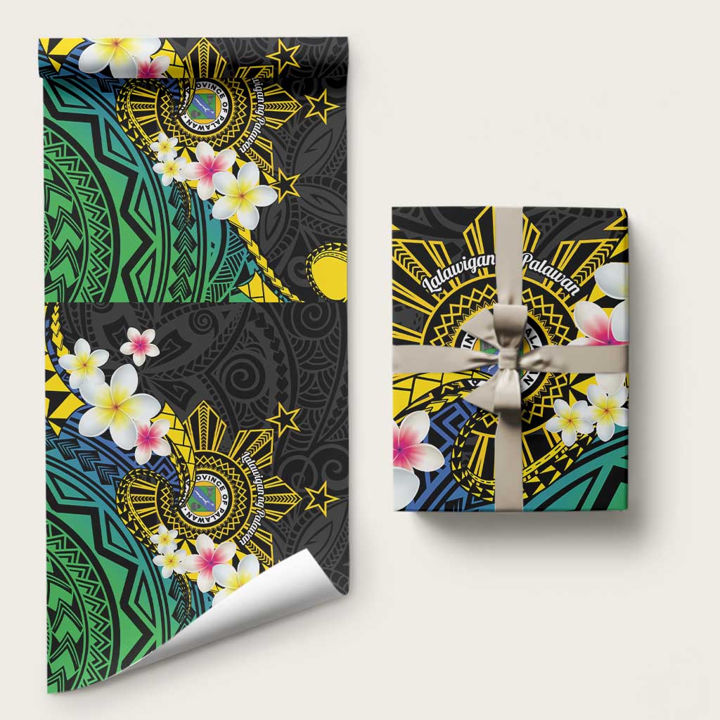 Lalawigan ng Palawan Wrapping Paper Philippines Province Land of Promise LT14 58" × 23" Black - Polynesian Pride