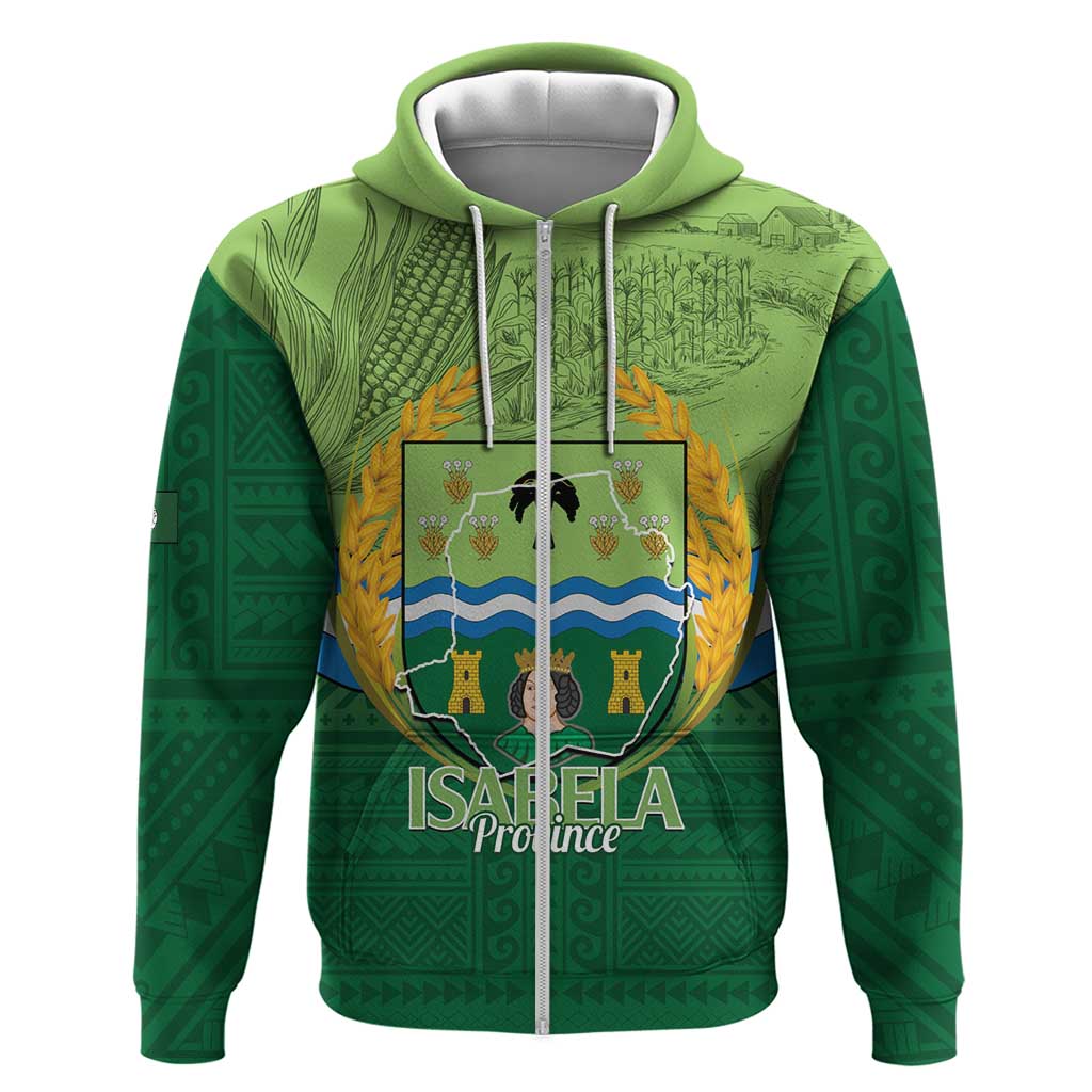 Isabela Philippines Hoodie Queen Province Of The North LT14 Zip Hoodie Green - Polynesian Pride