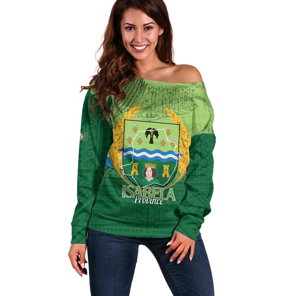 Isabela Philippines Off Shoulder Sweater Queen Province Of The North LT14 Women Green - Polynesian Pride