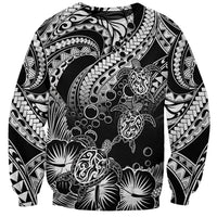 Personalised Polynesian Sweatshirt Tribal Honu Turtle with Hibiscus White Version LT14 Unisex White - Polynesian Pride