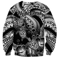 Personalised Polynesian Sweatshirt Tribal Honu Turtle with Hibiscus White Version LT14 - Polynesian Pride