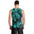 Personalised Polynesian Men Tank Top Tribal Honu Turtle with Hibiscus Turquoise Version LT14 - Polynesian Pride