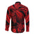 Personalised Polynesian Long Sleeve Button Shirt Tribal Honu Turtle with Hibiscus Red Version LT14 - Polynesian Pride