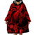 Personalised Polynesian Wearable Blanket Hoodie Tribal Honu Turtle with Hibiscus Red Version LT14 - Polynesian Pride