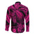 Personalised Polynesian Long Sleeve Button Shirt Tribal Honu Turtle with Hibiscus Pink Version LT14 - Polynesian Pride