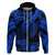 Custom Polynesian Hoodie Tribal Honu Turtle with Hibiscus Blue Version LT14 Zip Hoodie Blue - Polynesian Pride