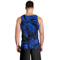 Personalised Polynesian Men Tank Top Tribal Honu Turtle with Hibiscus Blue Version LT14 - Polynesian Pride