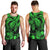 Personalised Polynesian Men Tank Top Tribal Honu Turtle with Hibiscus Green Version LT14 - Polynesian Pride