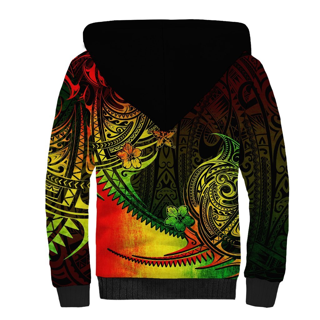 Personalised Polynesian Tribal Sherpa Hoodie Unique Reggae LT14 - Polynesian Pride
