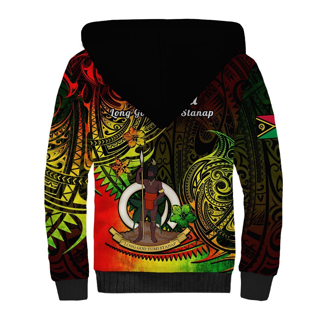 Polynesian Pride Vanuatu Sherpa Hoodie Reggae Polynesia Long God Yumi Stanap LT14 - Polynesian Pride