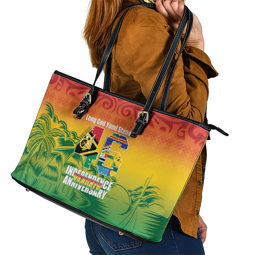 Vanuatu Indipendens Dei Leather Tote Bag Yumi 46th Independence Anniversary LT14 - Polynesian Pride