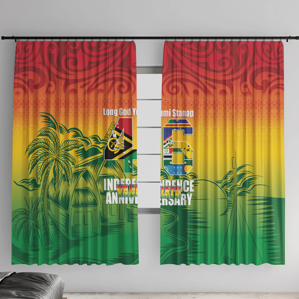Vanuatu Indipendens Dei Window Curtain Yumi 46th Independence Anniversary LT14 With Hooks Reggae - Polynesian Pride