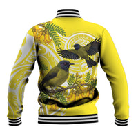 Bellbird New Zealand Baseball Jacket Korimako Kowhai Maori Pattern LT14 - Polynesian Pride