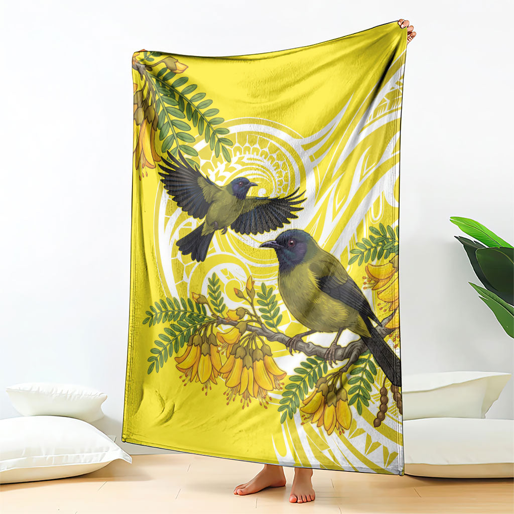 Bellbird New Zealand Blanket Korimako Kowhai Maori Pattern LT14 - Polynesian Pride