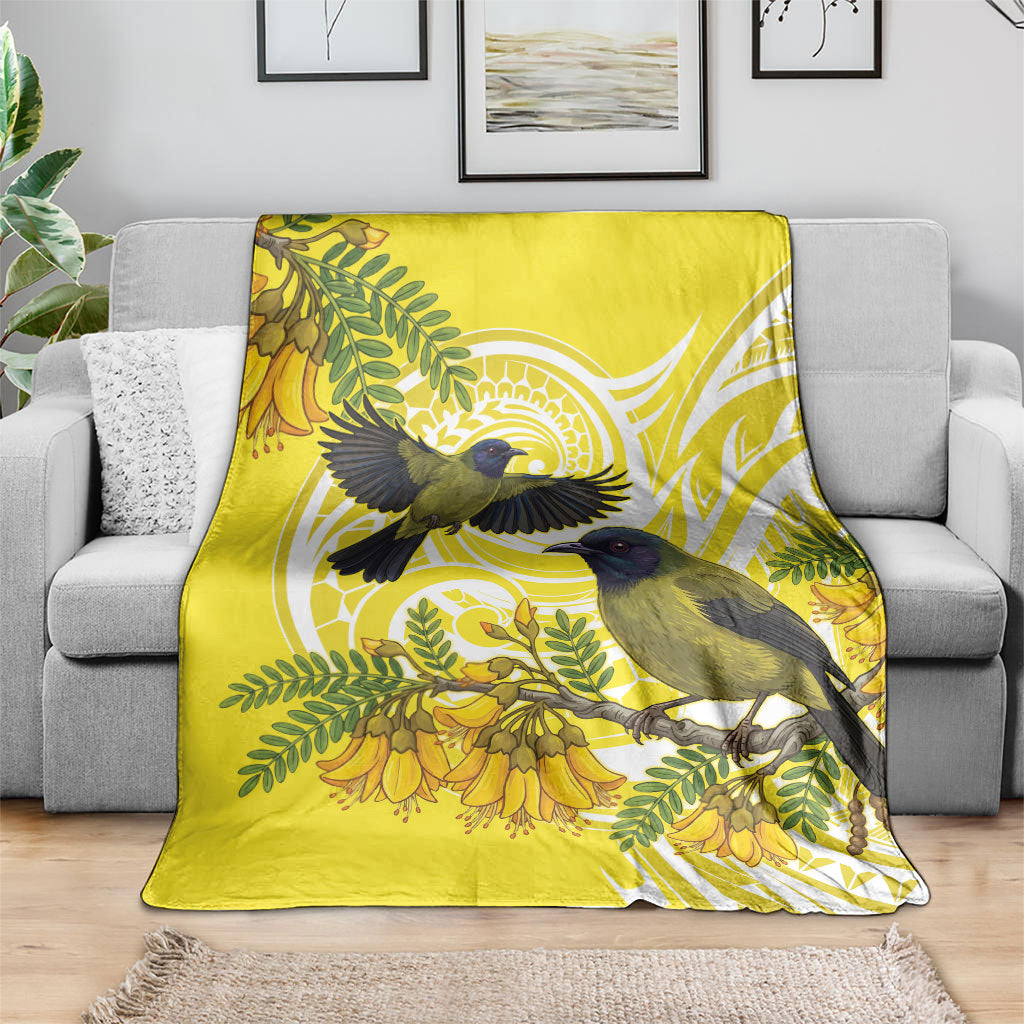 Bellbird New Zealand Blanket Korimako Kowhai Maori Pattern LT14 - Polynesian Pride