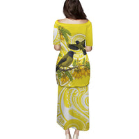 Bellbird New Zealand Puletasi Korimako Kowhai Maori Pattern LT14 - Polynesian Pride