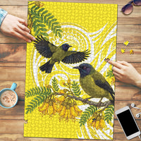 Bellbird New Zealand Puzzle Korimako Kowhai Maori Pattern LT14 Yellow - Polynesian Pride