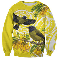 Bellbird New Zealand Sweatshirt Korimako Kowhai Maori Pattern LT14 Unisex Yellow - Polynesian Pride