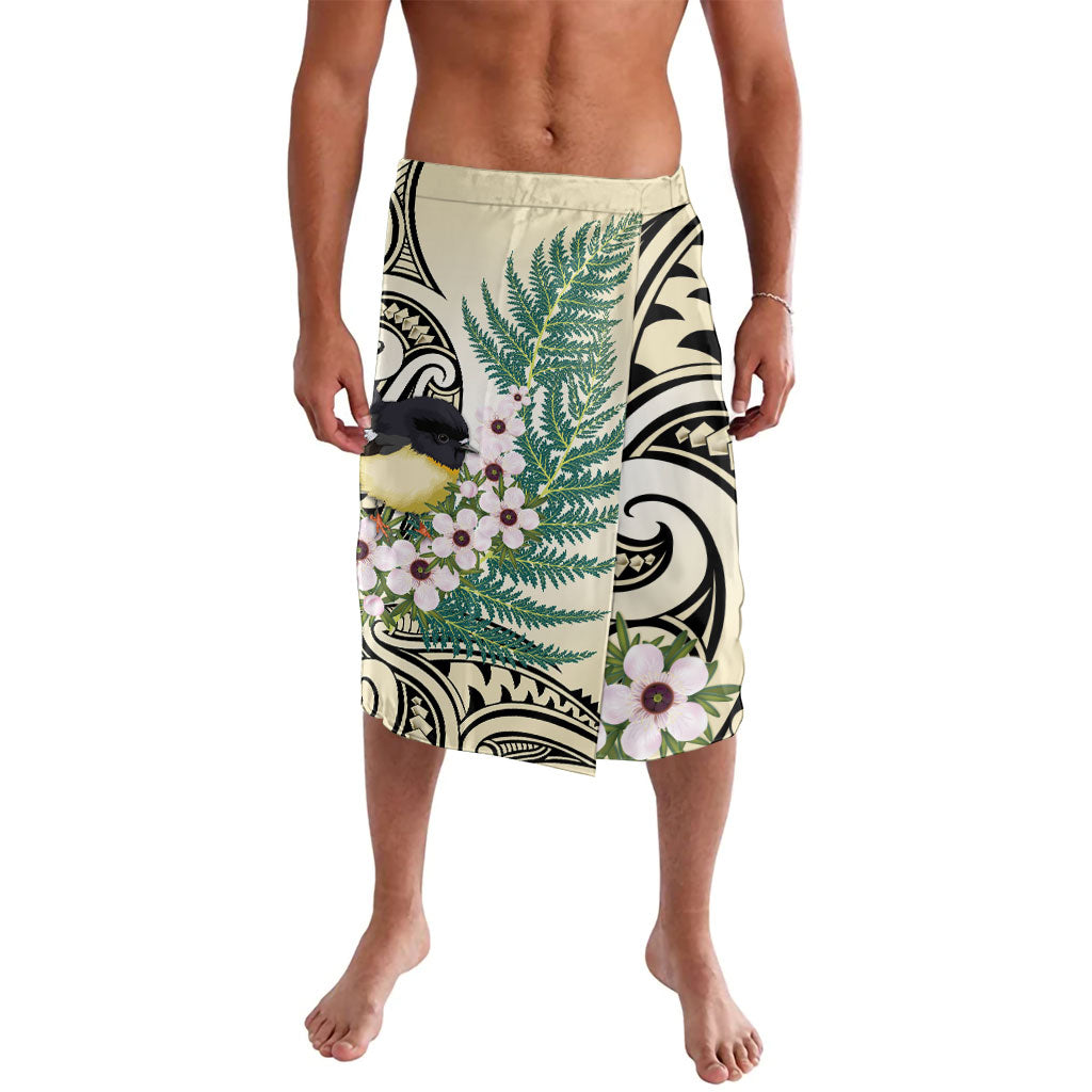Endemic Tomtit New Zealand Lavalava Miromiro Manuka Silver Fern Maori Pattern LT14 Cream - Polynesian Pride