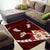 Oxblood Polynesia Area Rug Tribal Pattern Tropical Frangipani