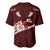 Oxblood Polynesia Baseball Jersey Tribal Pattern Tropical Frangipani